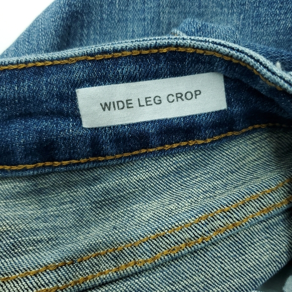 NWOT Judy Blue Womens Wide Leg Crop Stretchy Blue Jeans Raw Hem Size 9/29 - Picture 6 of 13